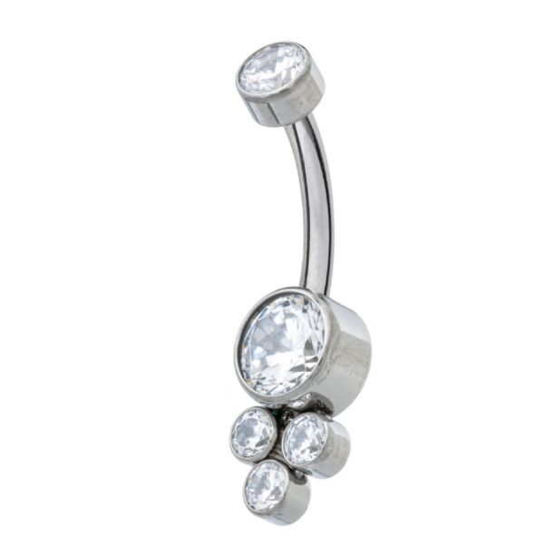 Titanium internally threaded navel banana